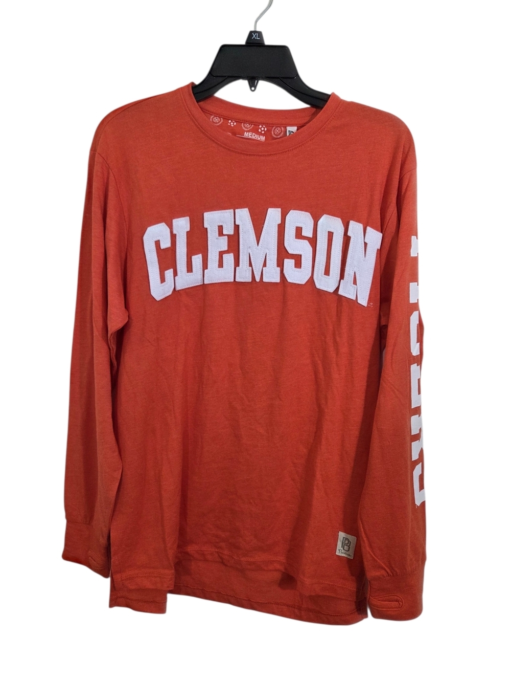 Clemson University Tigers Pressbox Canyon Long Sleeve Tee Top Orange Size Medium